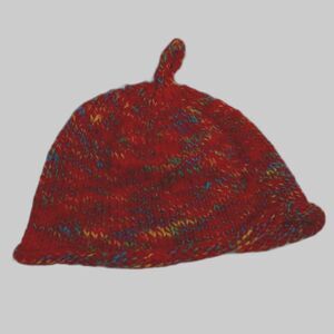 Handmade Knit Toddler Beanie Hat Bottom Roll Red Multicolor Unisex